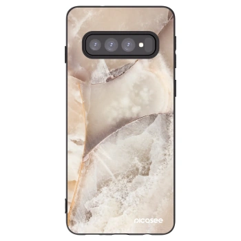 Picasee husă neagră din silicon pentru Samsung Galaxy S10 G973 - Cream marble