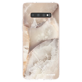 Picasee husă transparentă din silicon pentru Samsung Galaxy S10 Plus G975 - Cream marble