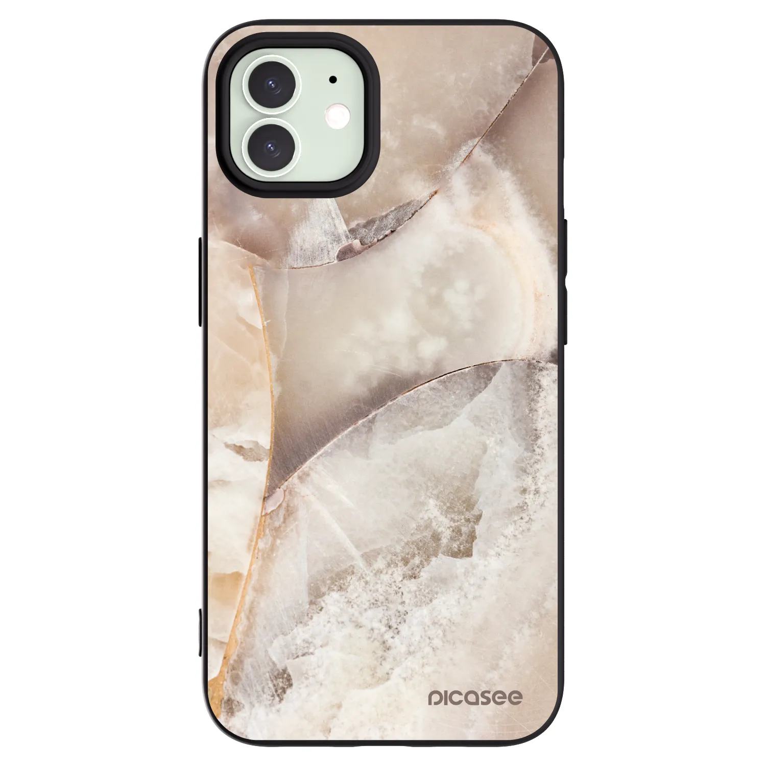 Picasee husă neagră din silicon pentru Apple iPhone 12 Pro - Cream marble