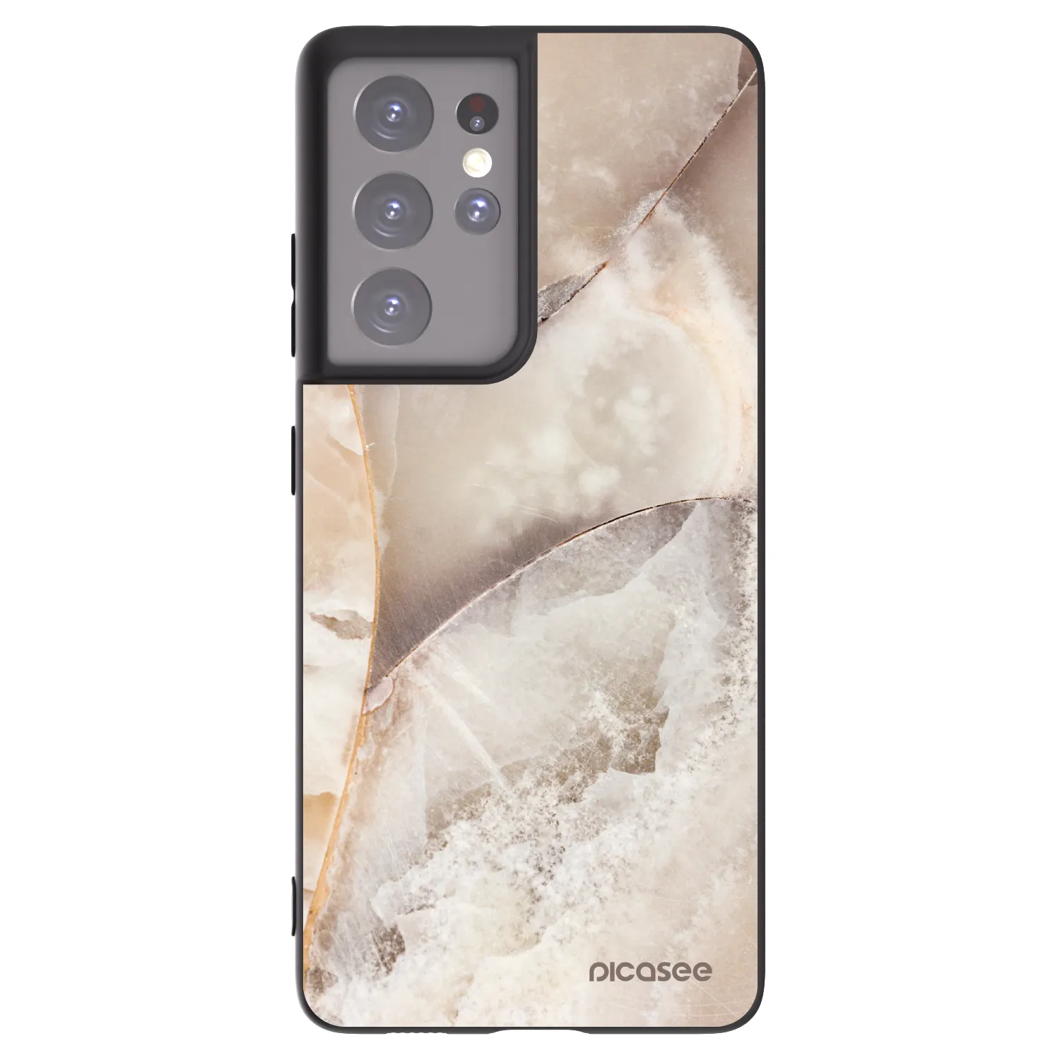 Picasee husă neagră din silicon pentru Samsung Galaxy S21 Ultra 5G G998B - Cream marble