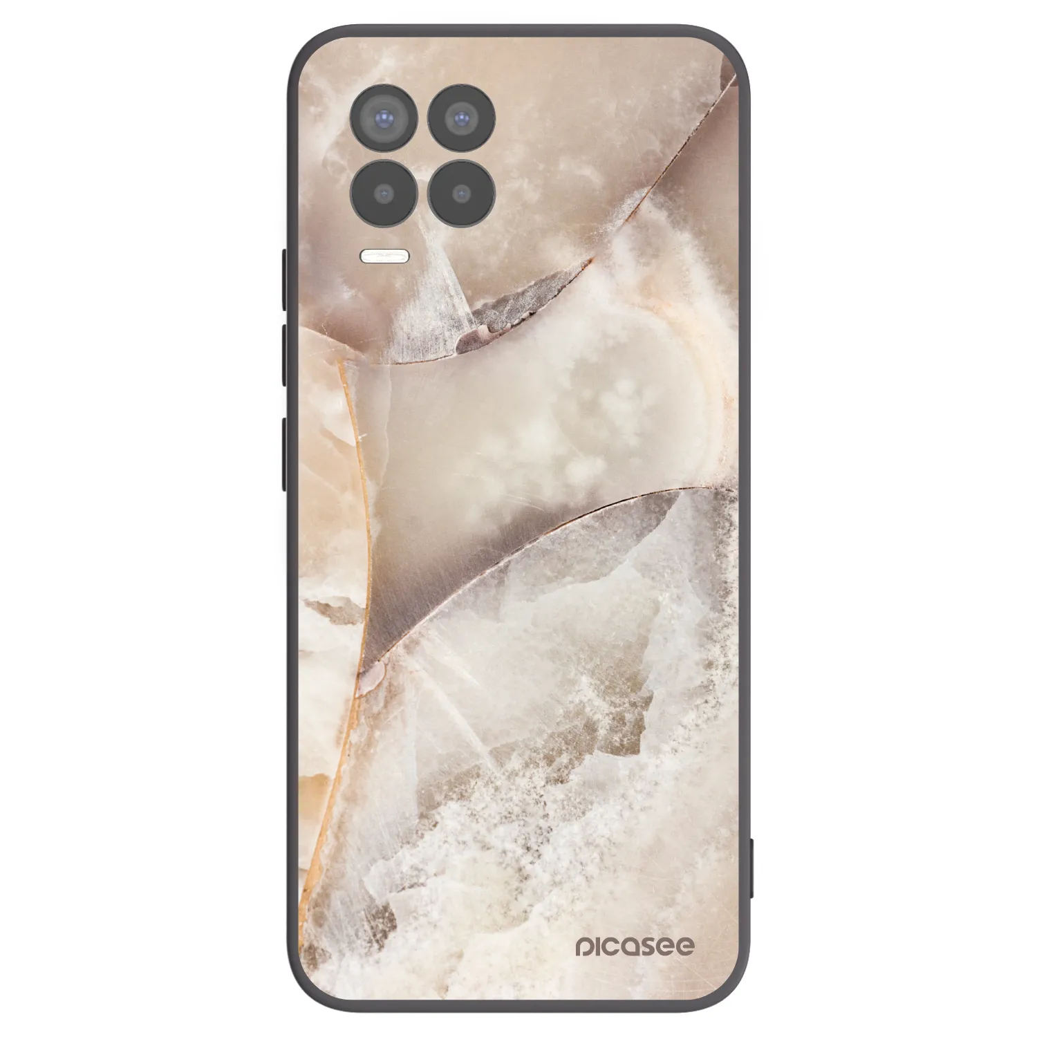 Picasee husă neagră din silicon pentru Realme 8 4G - Cream marble