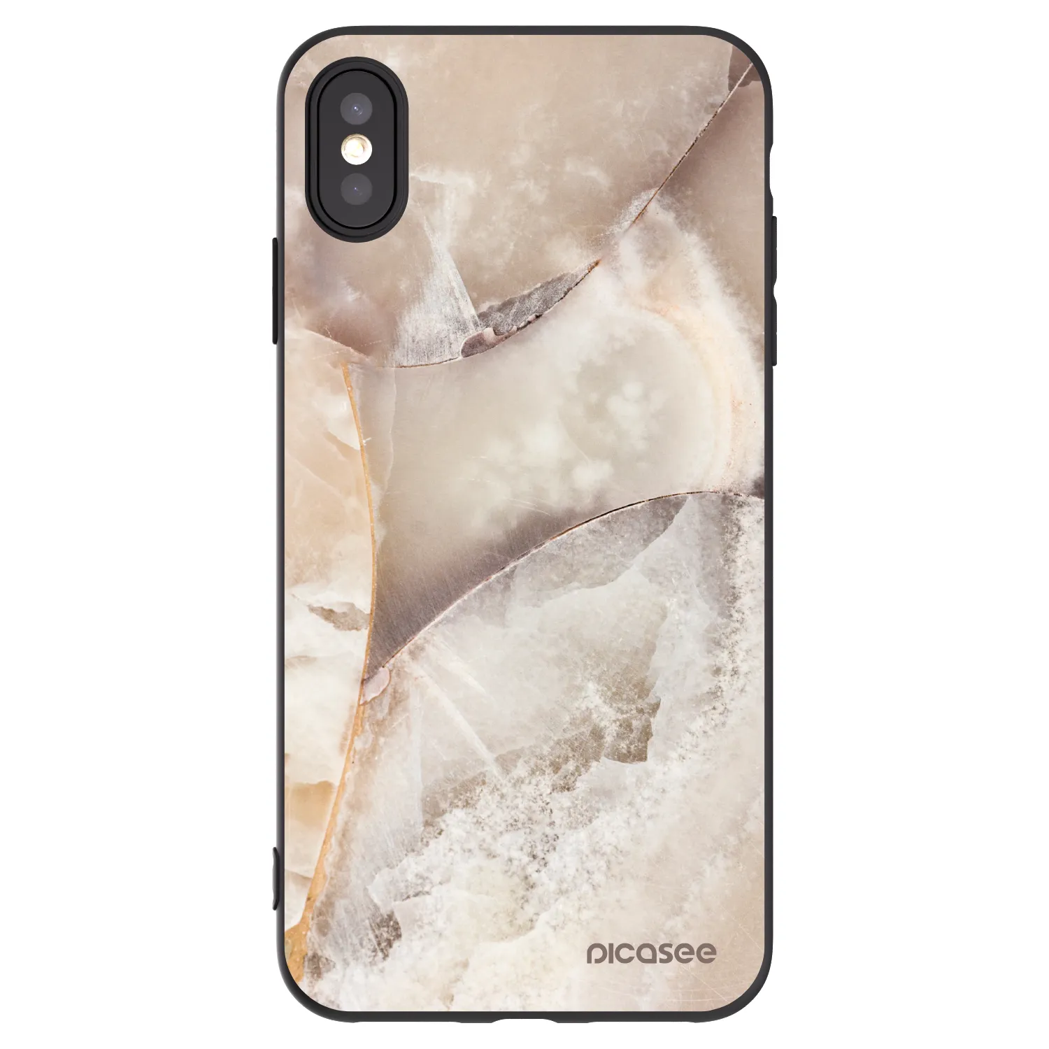 Picasee husă neagră din silicon pentru Apple iPhone XS Max - Cream marble
