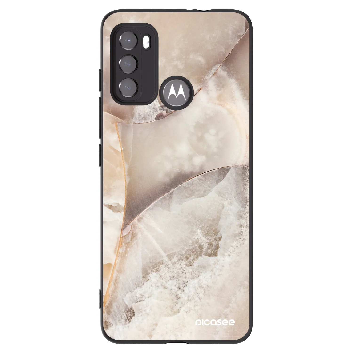 Picasee husă neagră din silicon pentru Motorola Moto G60 - Cream marble