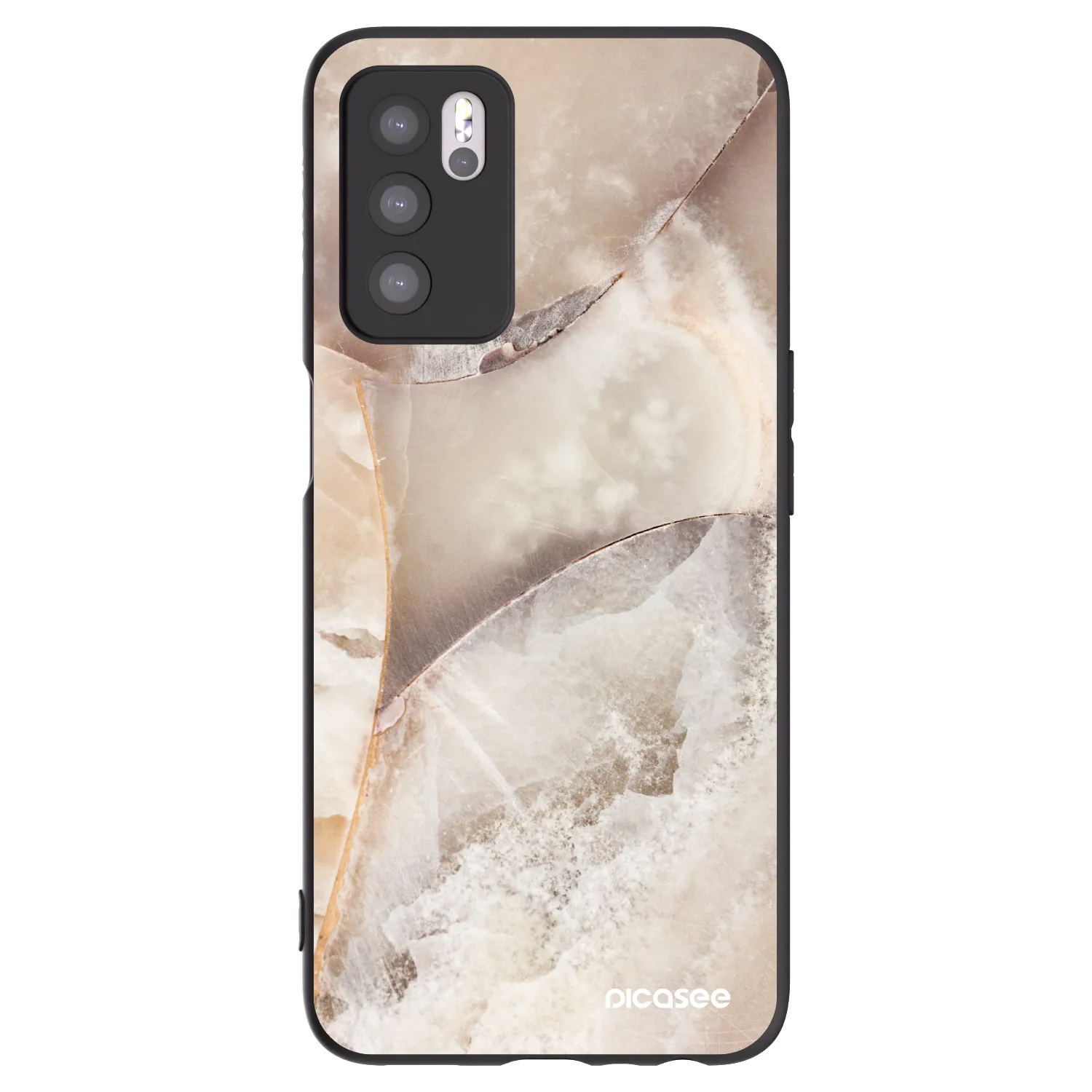 Picasee husă neagră din silicon pentru OPPO A16s - Cream marble