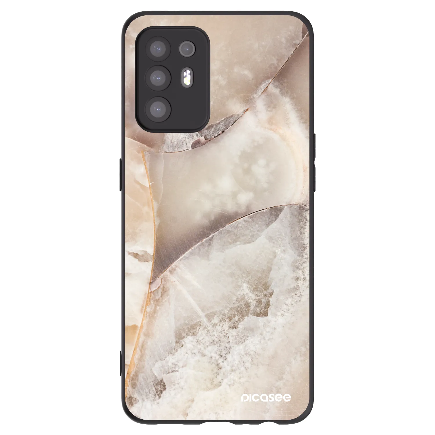 Picasee husă neagră din silicon pentru OPPO A94 5G - Cream marble