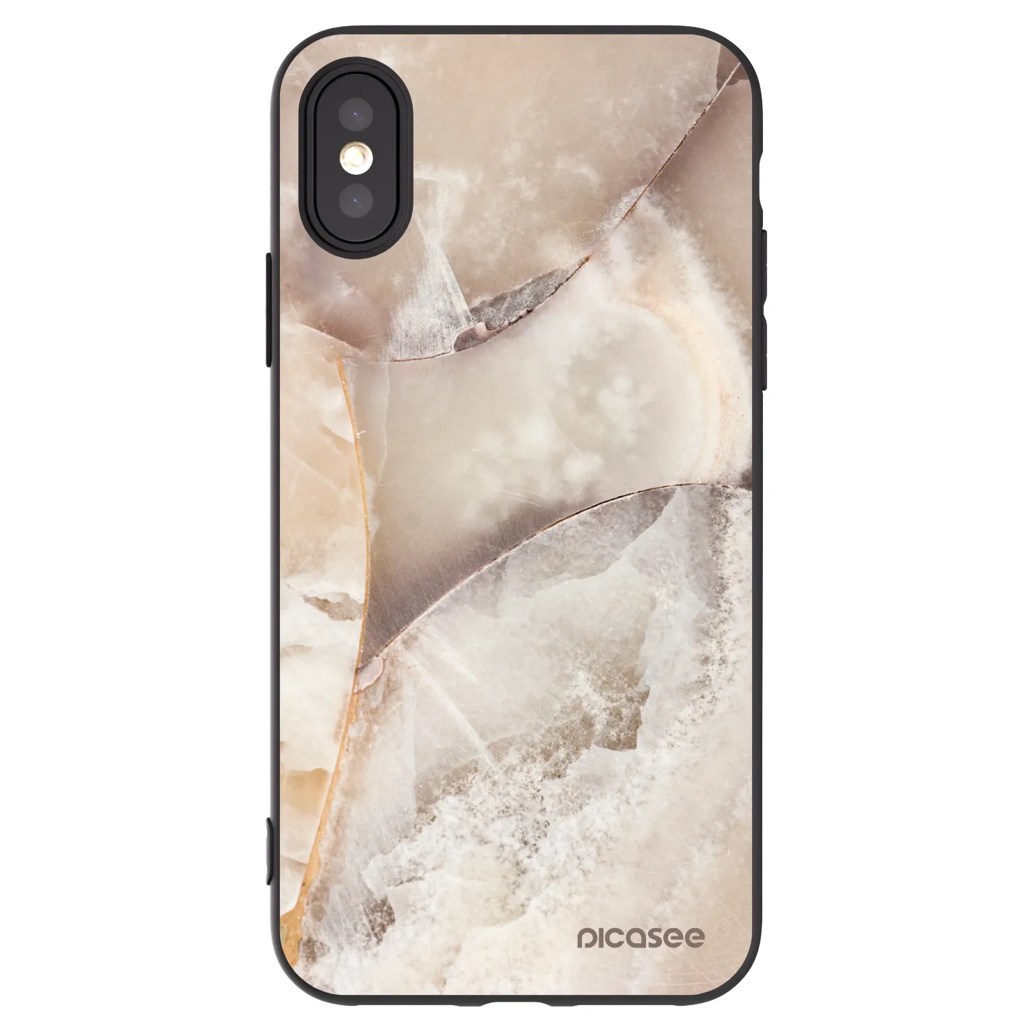 Picasee husă neagră din silicon pentru Apple iPhone X/XS - Cream marble