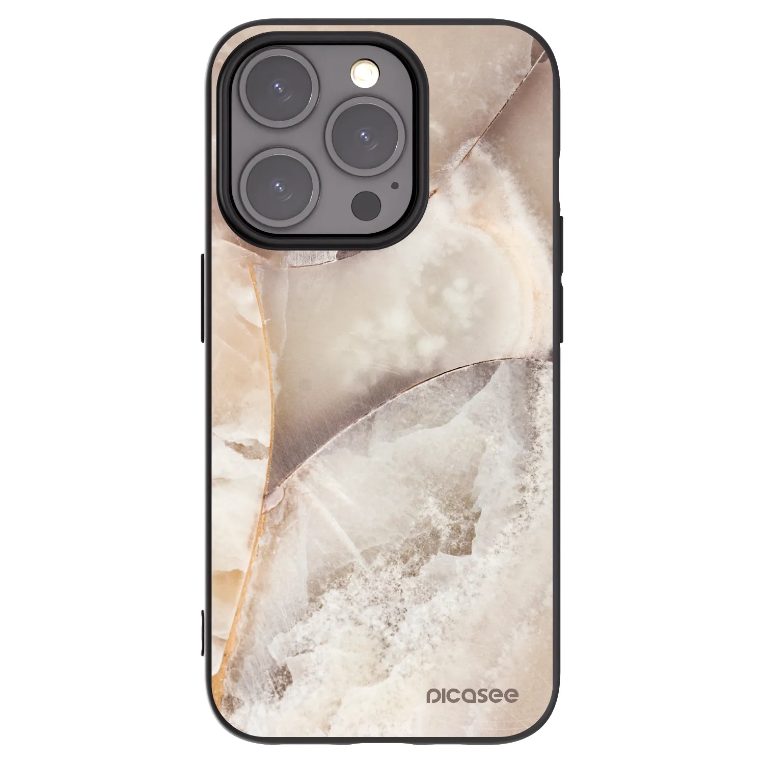 Picasee husă neagră din silicon pentru Apple iPhone 15 Pro - Cream marble