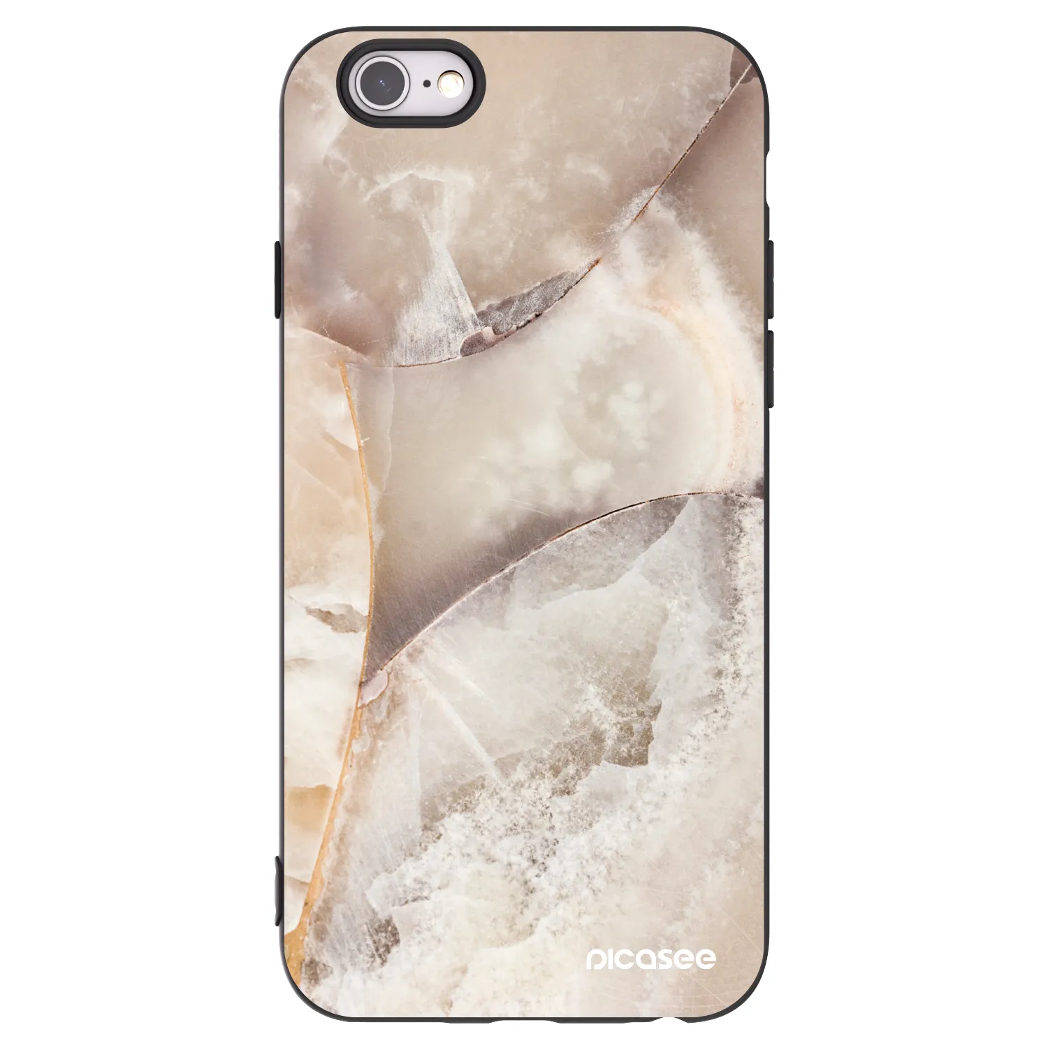 Picasee husă neagră din silicon pentru Apple iPhone 6/6S - Cream marble