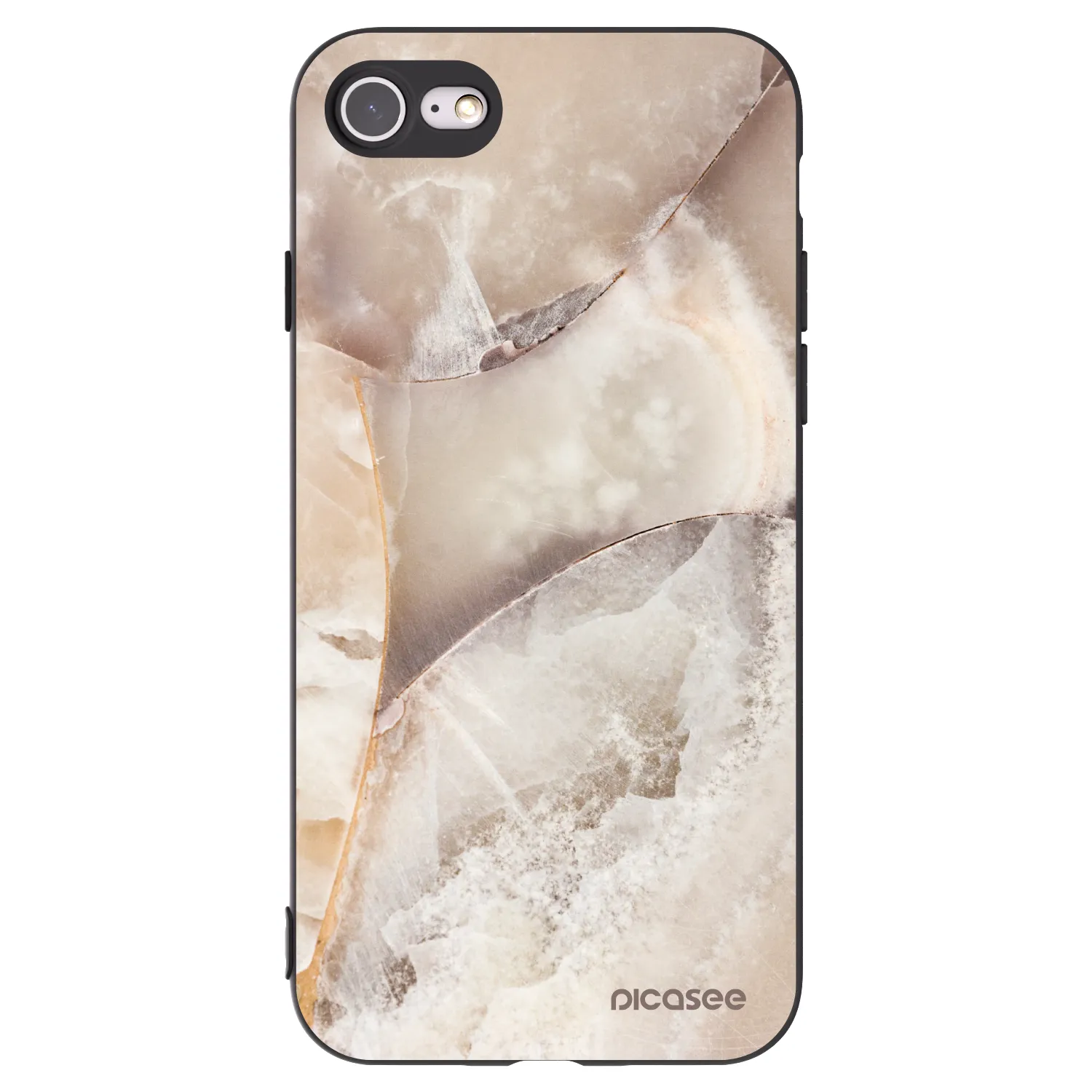 Picasee husă neagră din silicon pentru Apple iPhone 7 - Cream marble