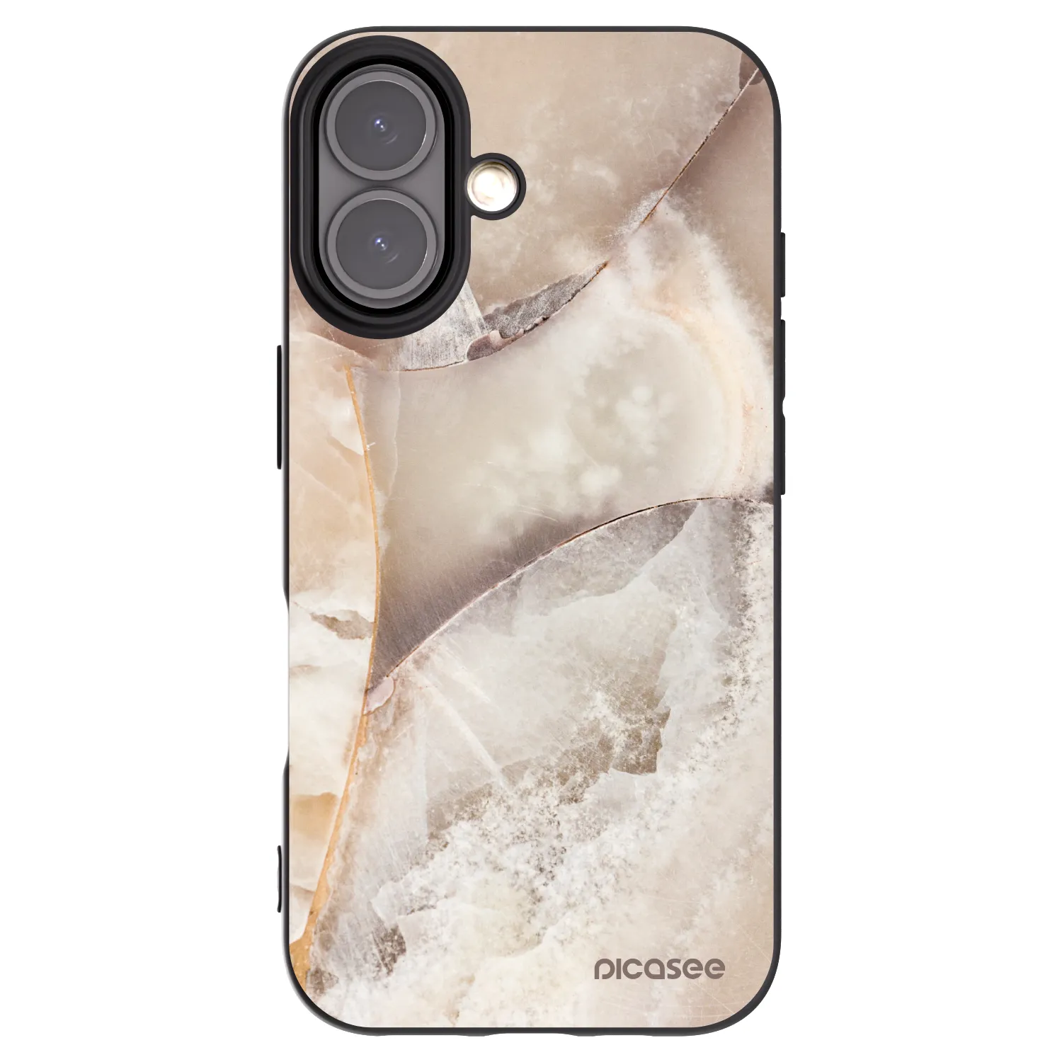 Picasee husă neagră din silicon pentru Apple iPhone 16 - Cream marble