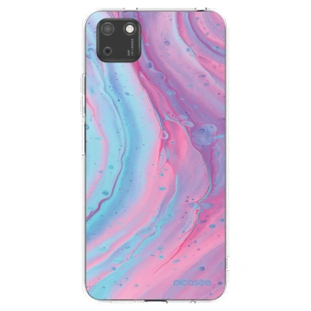 Picasee husă transparentă din silicon pentru Huawei Y5P - Pink liquid