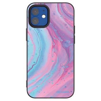 Picasee husă neagră din silicon pentru Apple iPhone 12 mini - Pink liquid