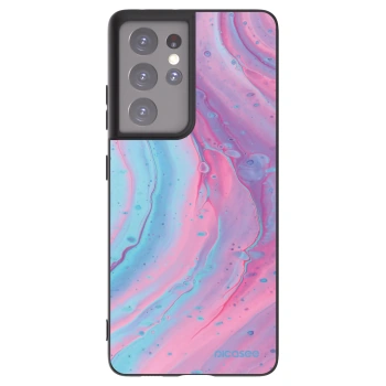 Picasee husă neagră din silicon pentru Samsung Galaxy S21 Ultra 5G G998B - Pink liquid
