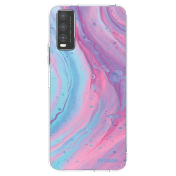 Picasee husă transparentă din silicon pentru Vivo Y20s - Pink liquid