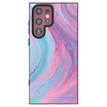 Picasee husă neagră din silicon pentru Samsung Galaxy S22 Ultra 5G - Pink liquid