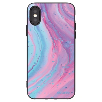 Picasee husă neagră din silicon pentru Apple iPhone X/XS - Pink liquid