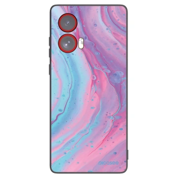 Picasee husă neagră din silicon pentru Motorola Edge 50 Fusion - Pink liquid