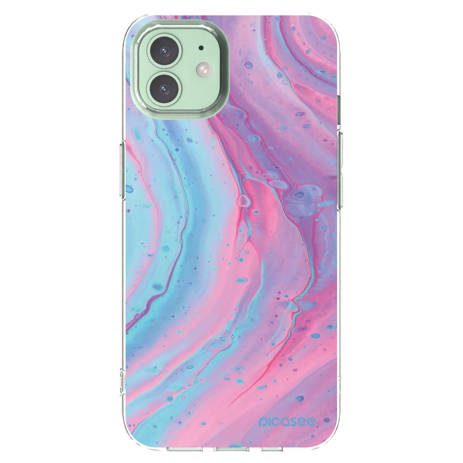 Picasee husă transparentă din silicon pentru Apple iPhone 12 - Pink liquid