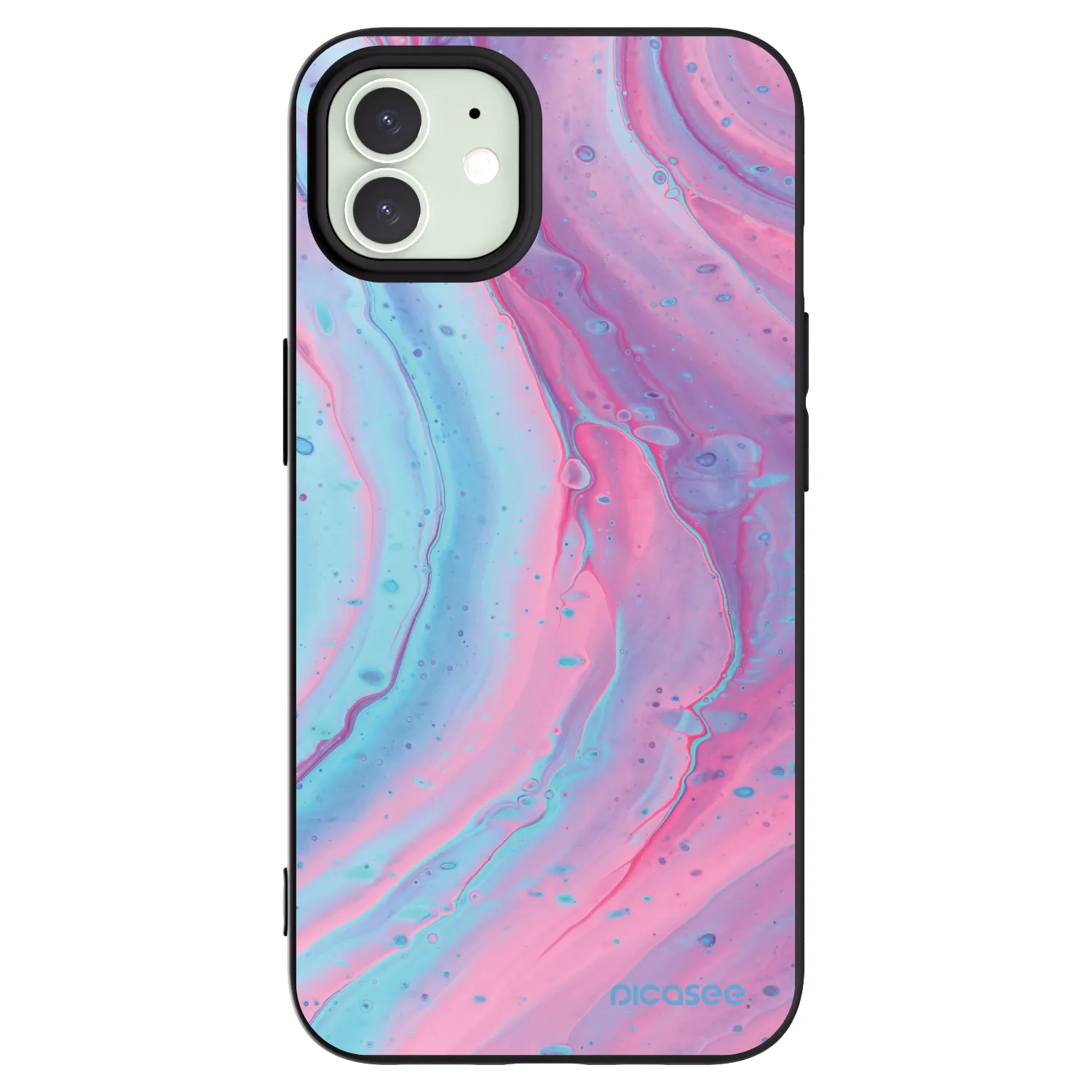 Picasee husă neagră din silicon pentru Apple iPhone 12 Pro - Pink liquid