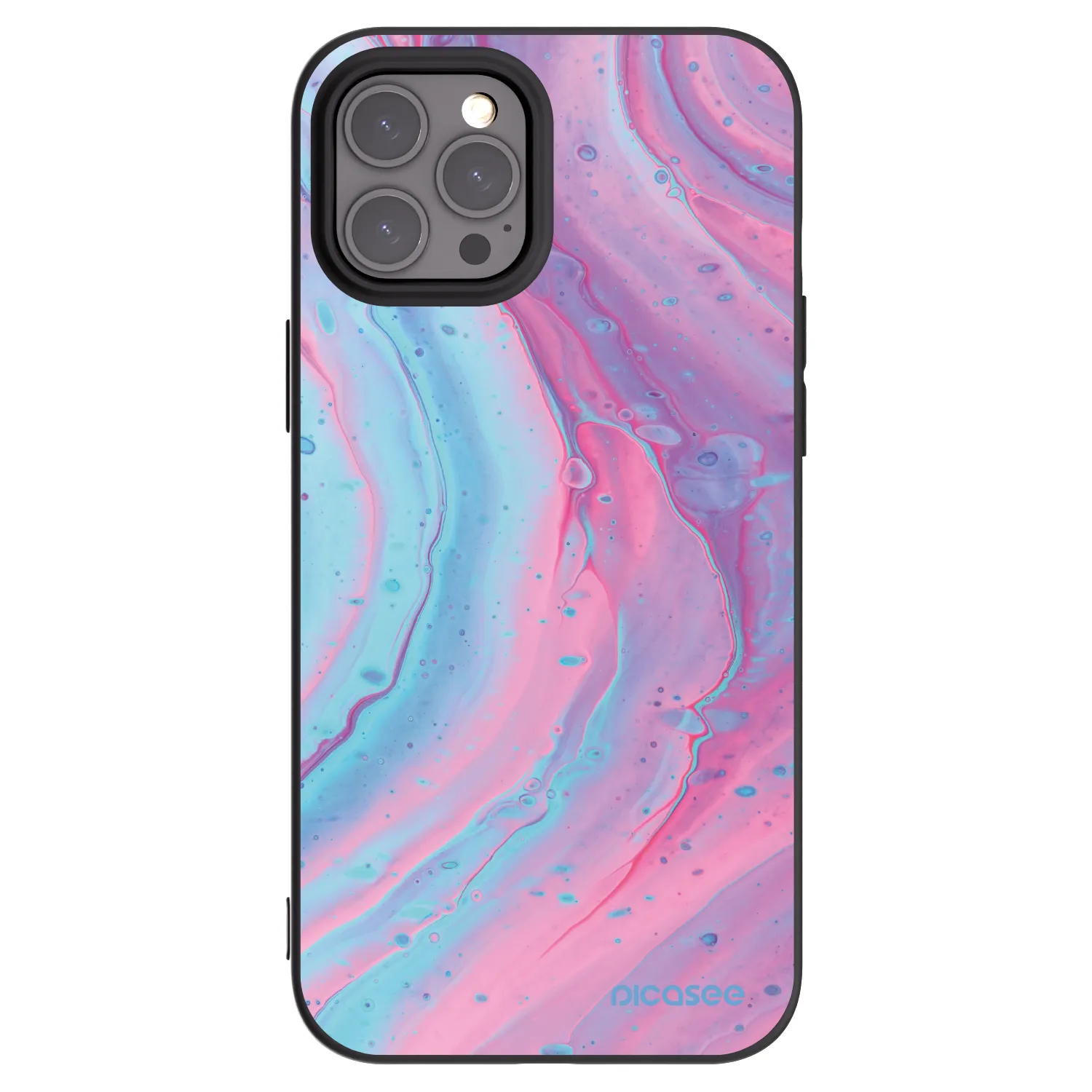 Picasee husă neagră din silicon pentru Apple iPhone 12 Pro Max - Pink liquid