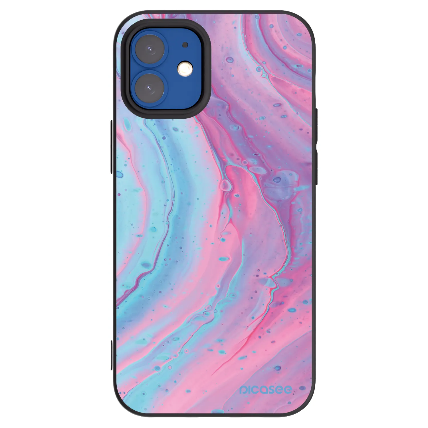 Picasee husă neagră din silicon pentru Apple iPhone 12 mini - Pink liquid