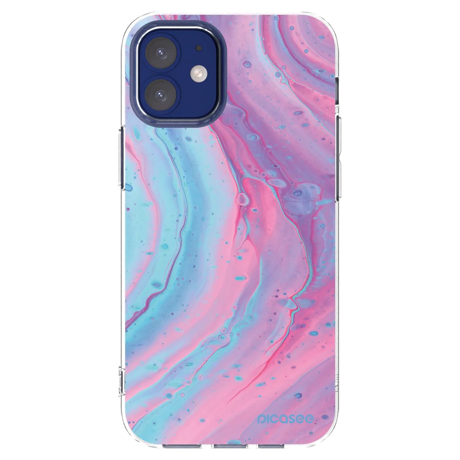 Picasee husă transparentă din silicon pentru Apple iPhone 12 mini - Pink liquid