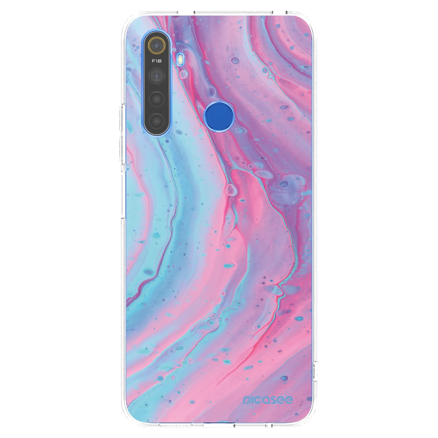 Picasee husă transparentă din silicon pentru Realme 5 - Pink liquid