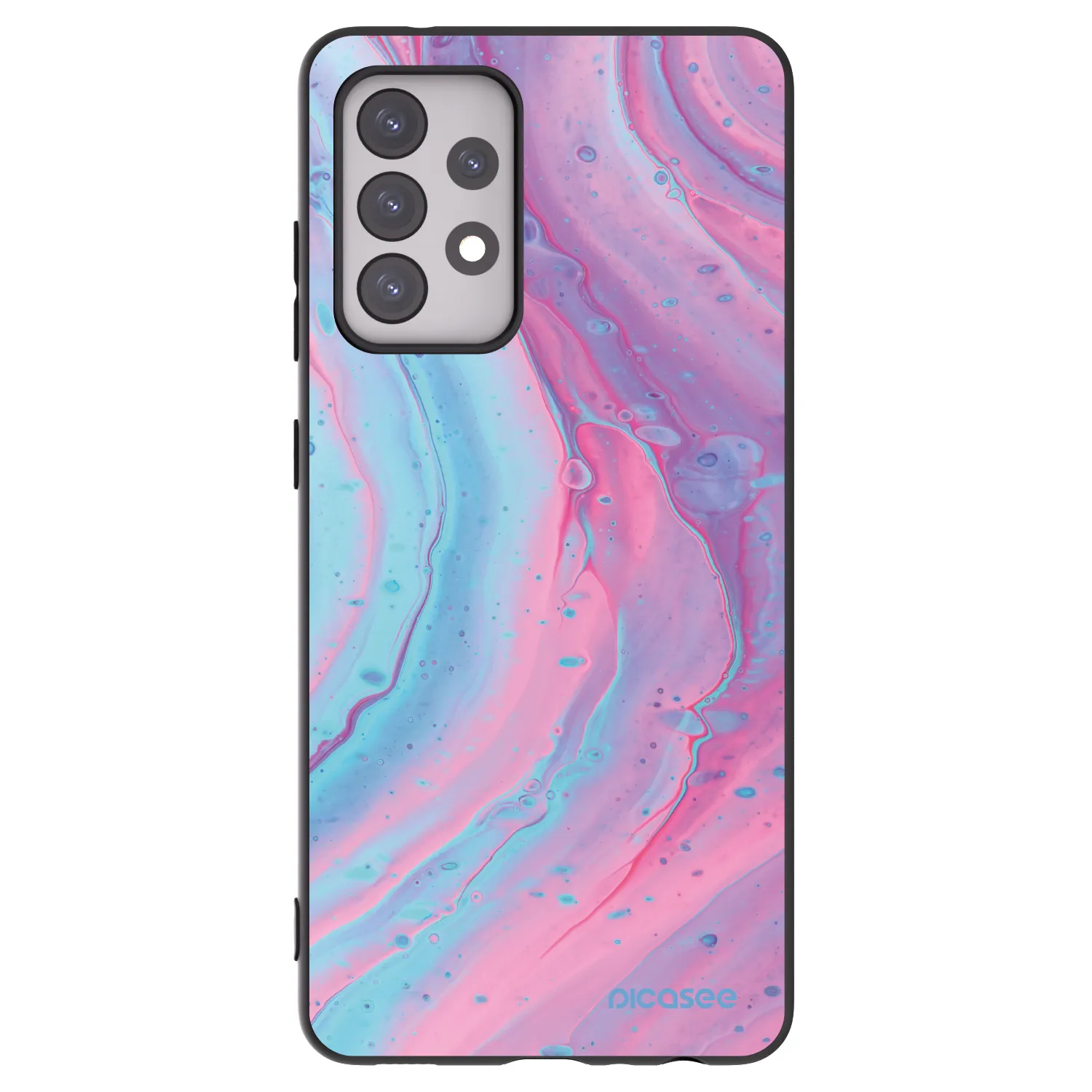 Picasee husă neagră din silicon pentru Samsung Galaxy A52s 5G A528B - Pink liquid