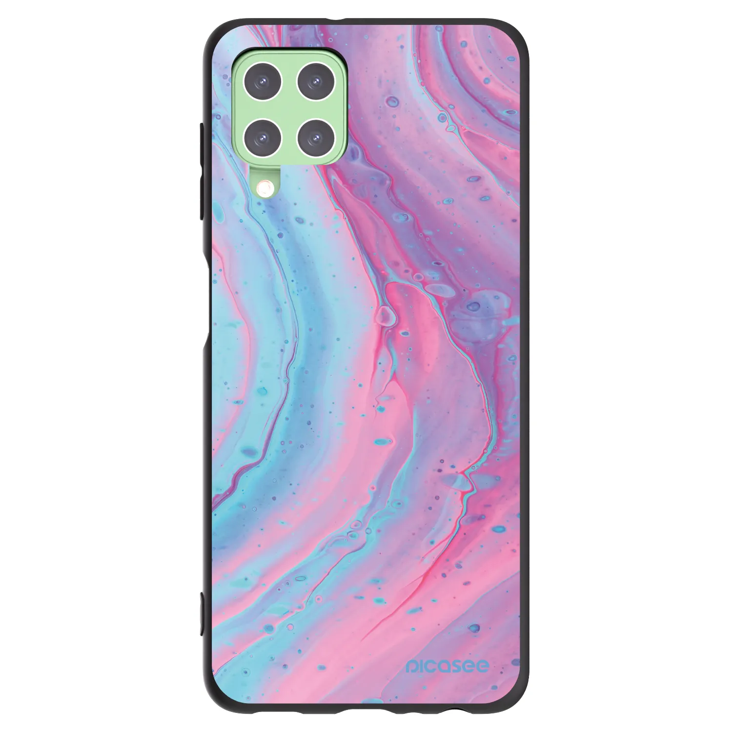 Picasee husă neagră din silicon pentru Samsung Galaxy A22 A225F 4G - Pink liquid
