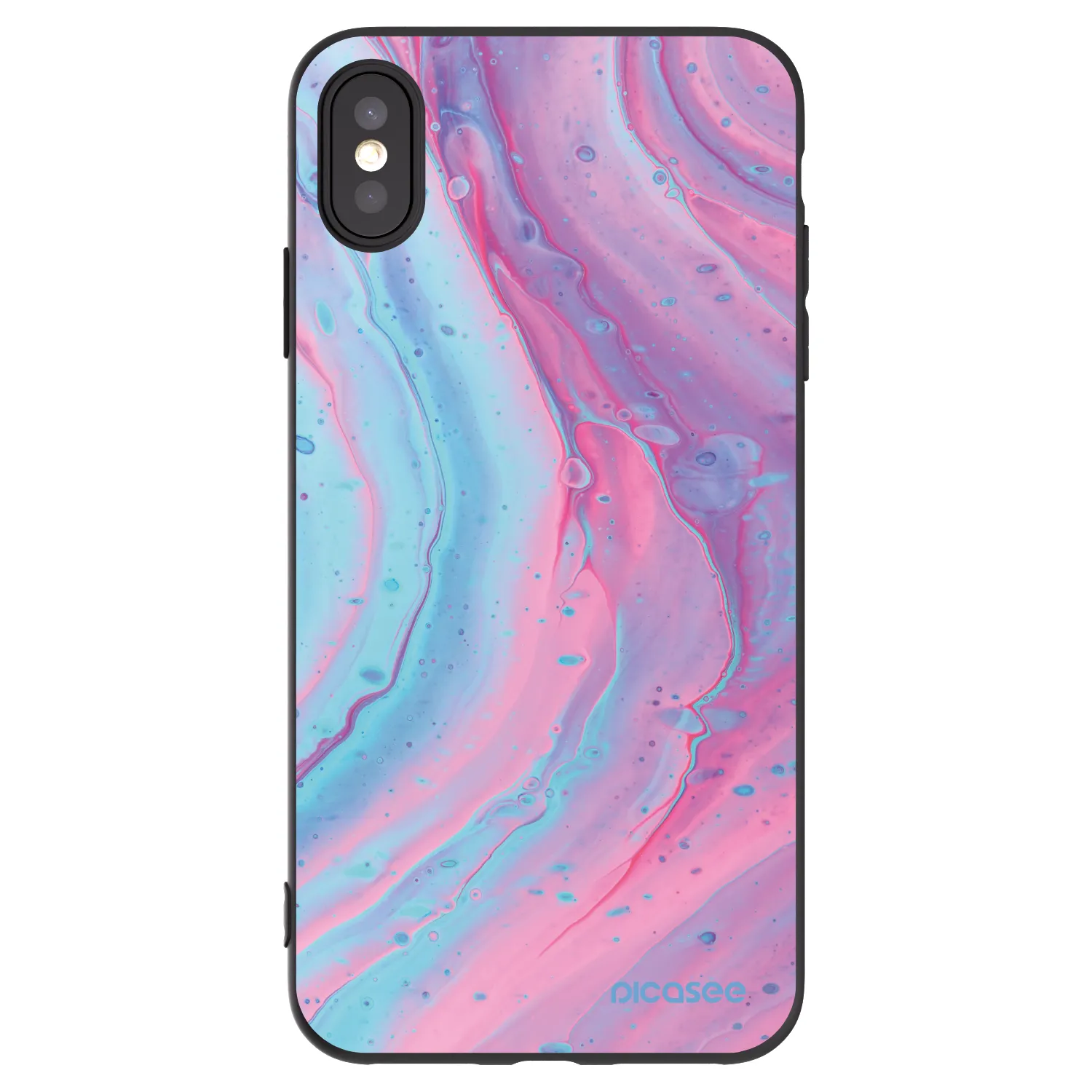 Picasee husă neagră din silicon pentru Apple iPhone XS Max - Pink liquid