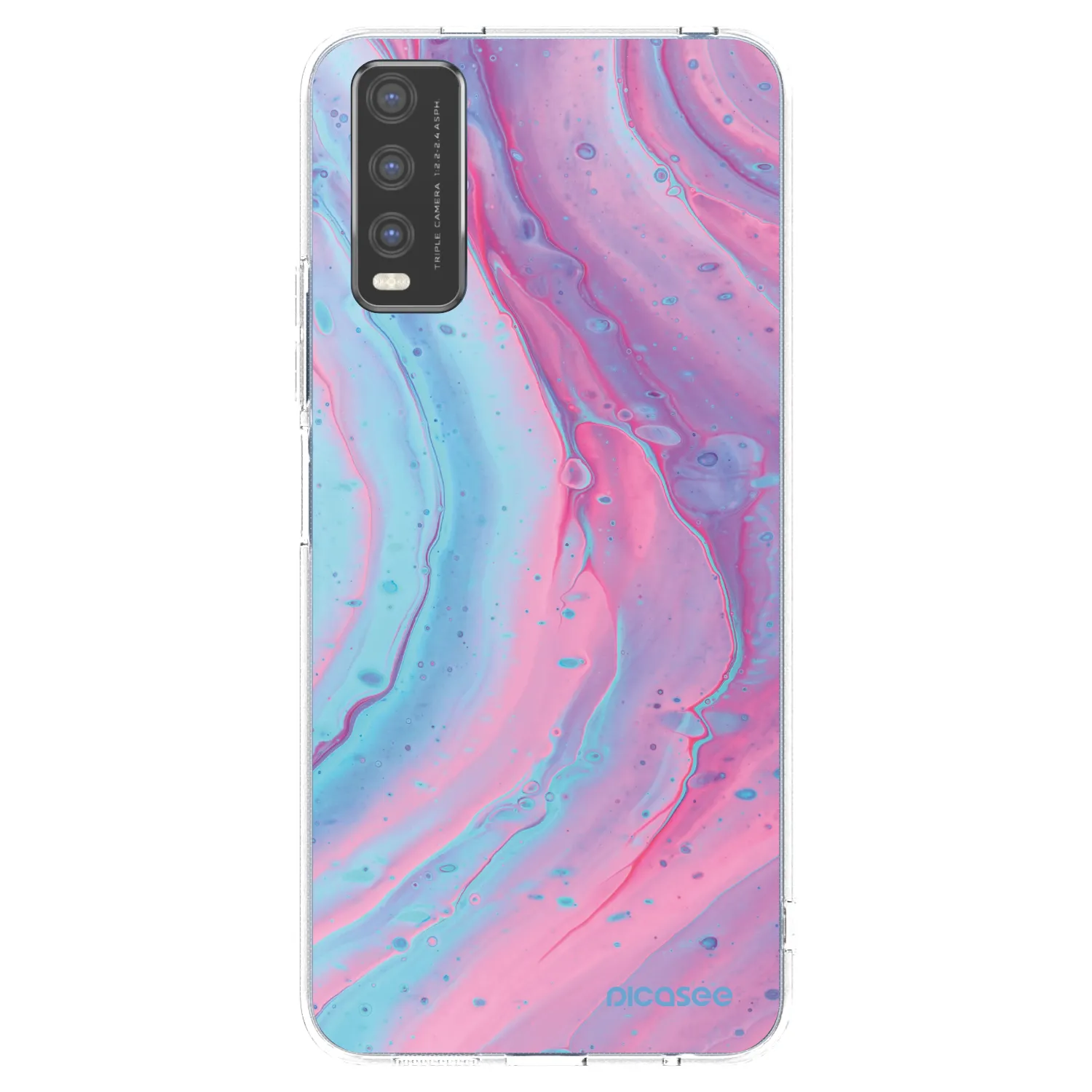 Picasee husă transparentă din silicon pentru Vivo Y20s - Pink liquid