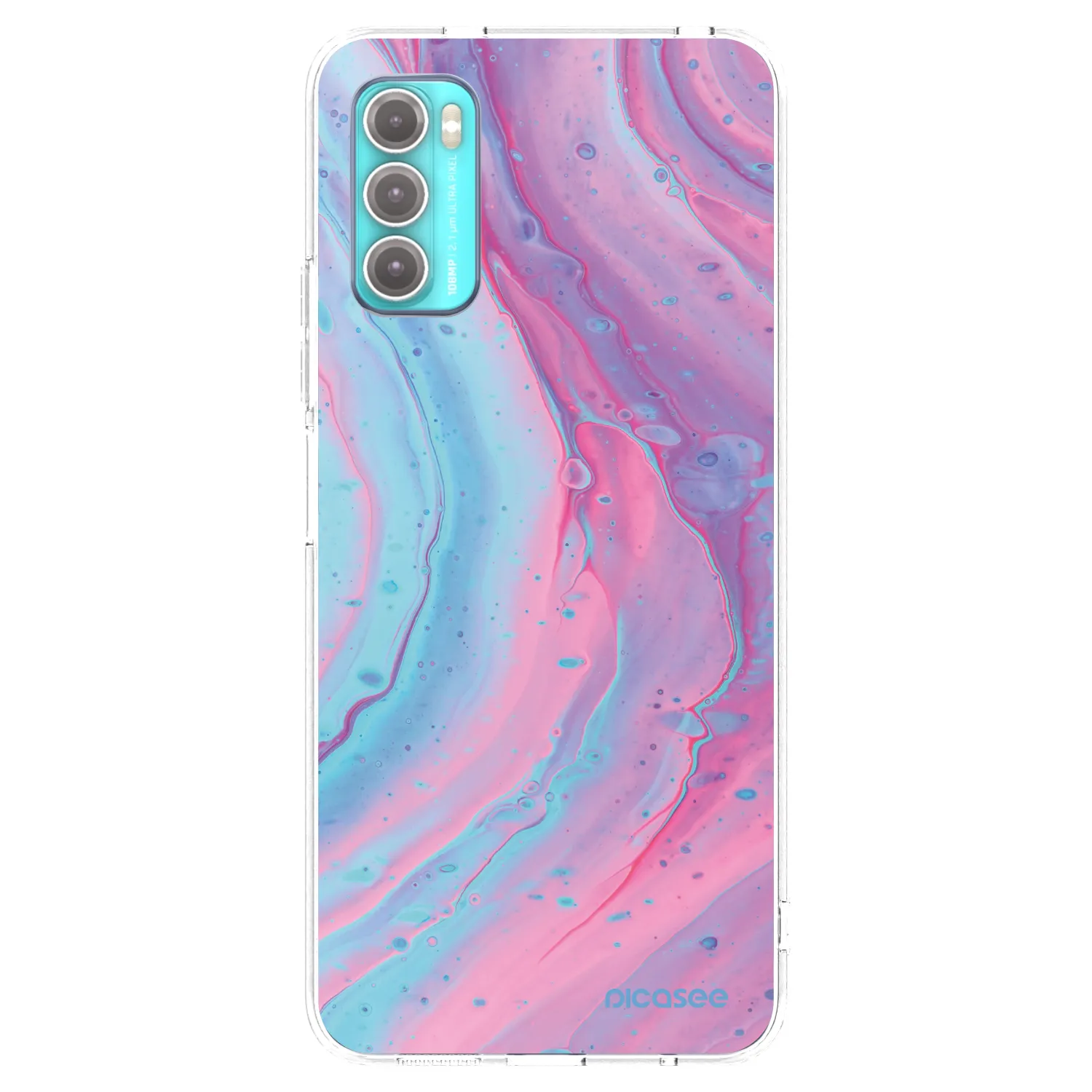 Picasee husă transparentă din silicon pentru Motorola Moto G60 - Pink liquid