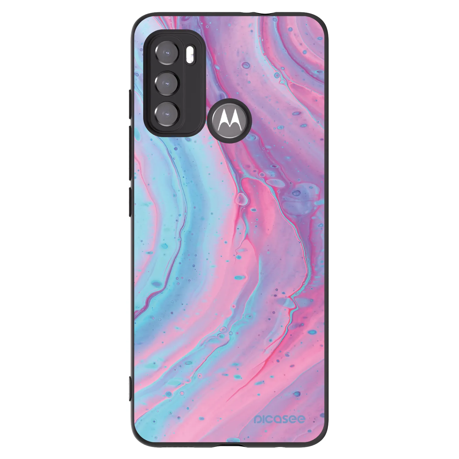 Picasee husă neagră din silicon pentru Motorola Moto G60 - Pink liquid