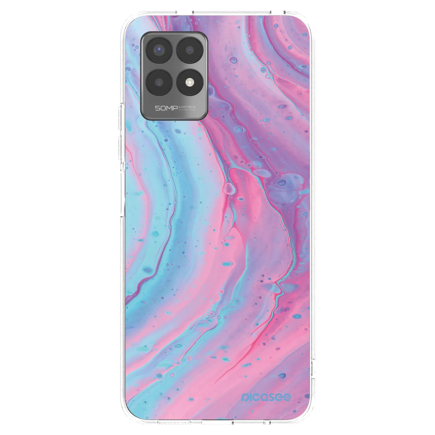 Picasee husă transparentă din silicon pentru Realme 8i - Pink liquid