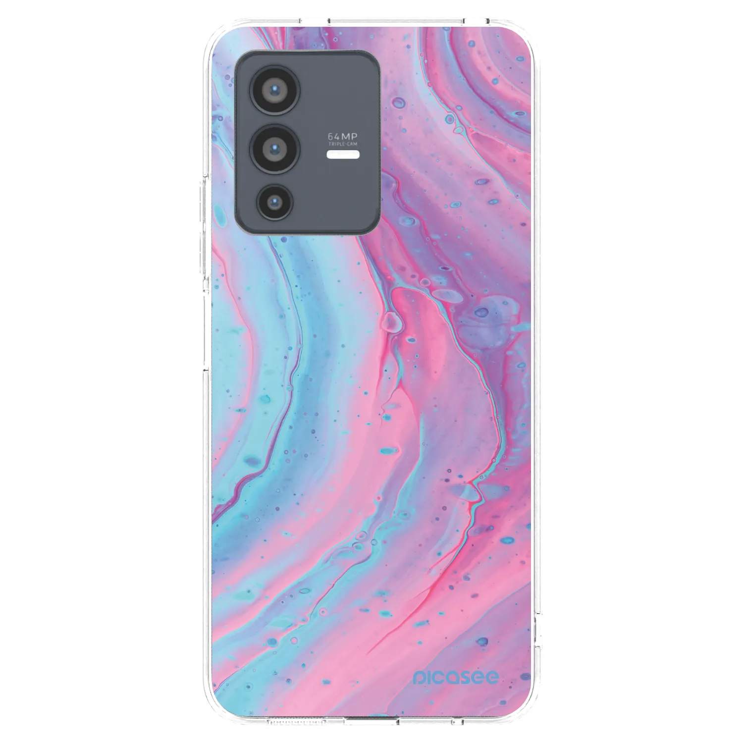 Picasee husă transparentă din silicon pentru Vivo V23 5G - Pink liquid