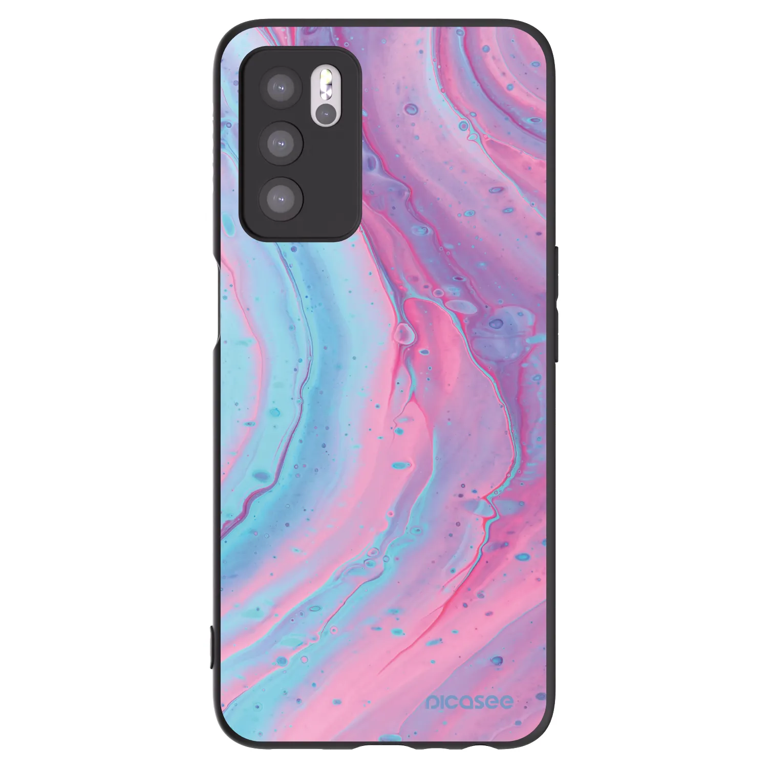 Picasee husă neagră din silicon pentru OPPO A16s - Pink liquid