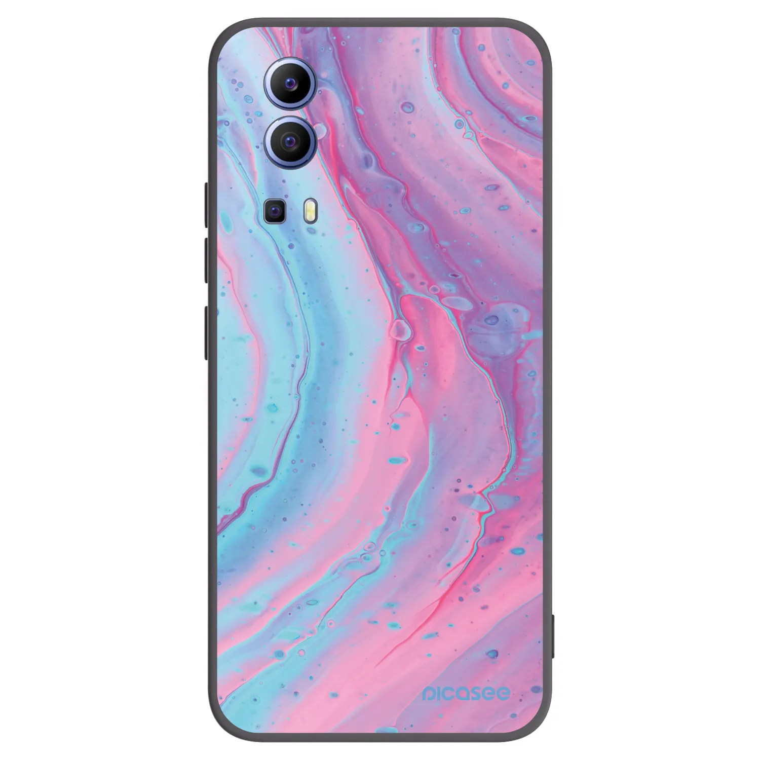 Picasee husă neagră din silicon pentru Vivo Y52 5G - Pink liquid