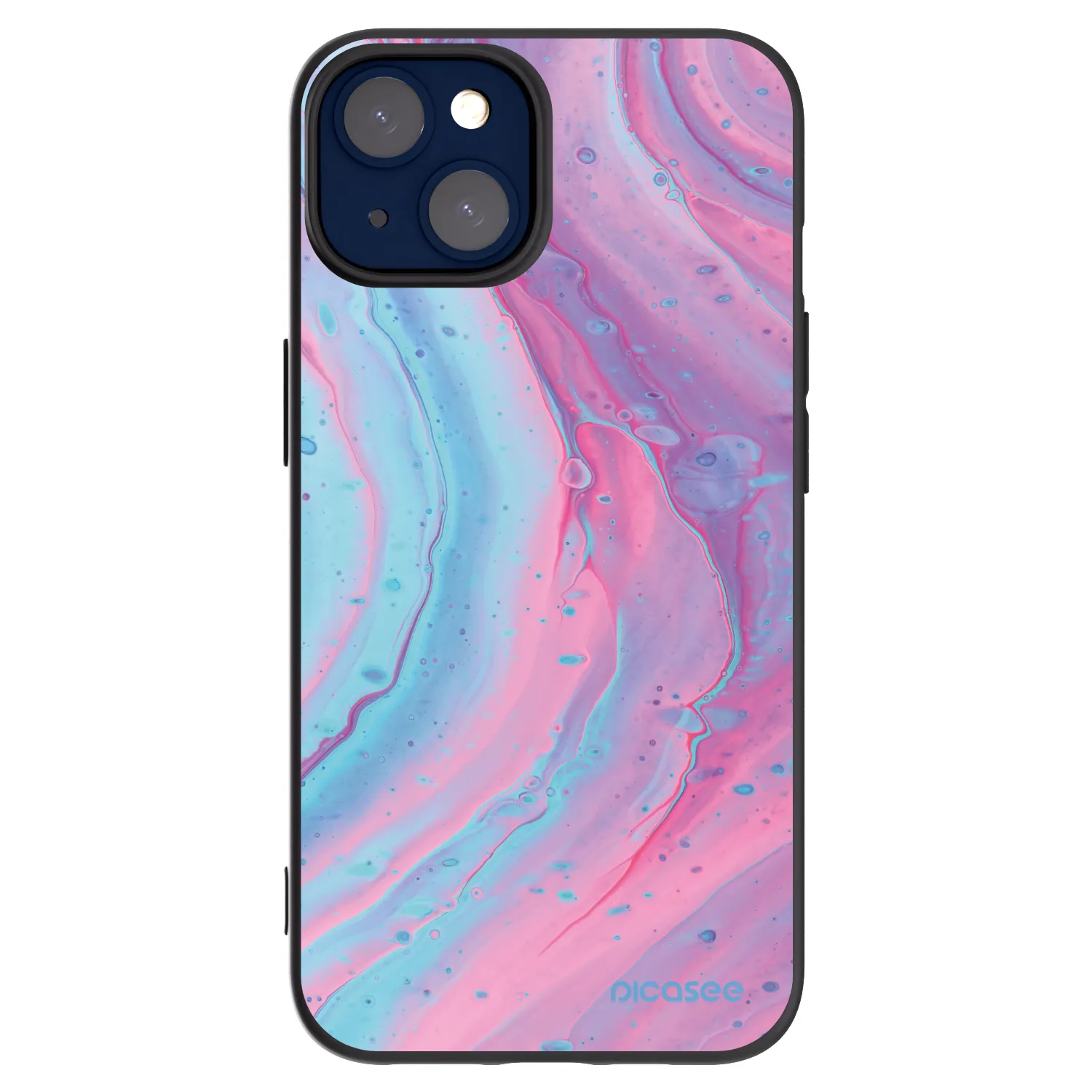 Picasee husă neagră din silicon pentru Apple iPhone 14 - Pink liquid