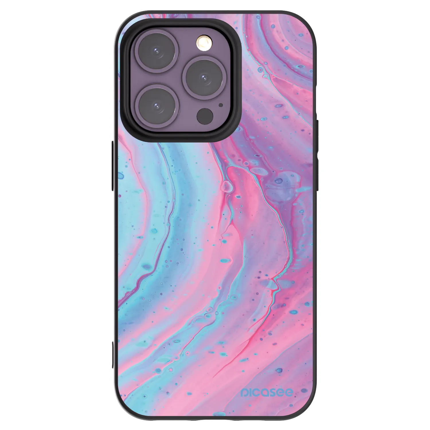 Picasee husă neagră din silicon pentru Apple iPhone 14 Pro - Pink liquid