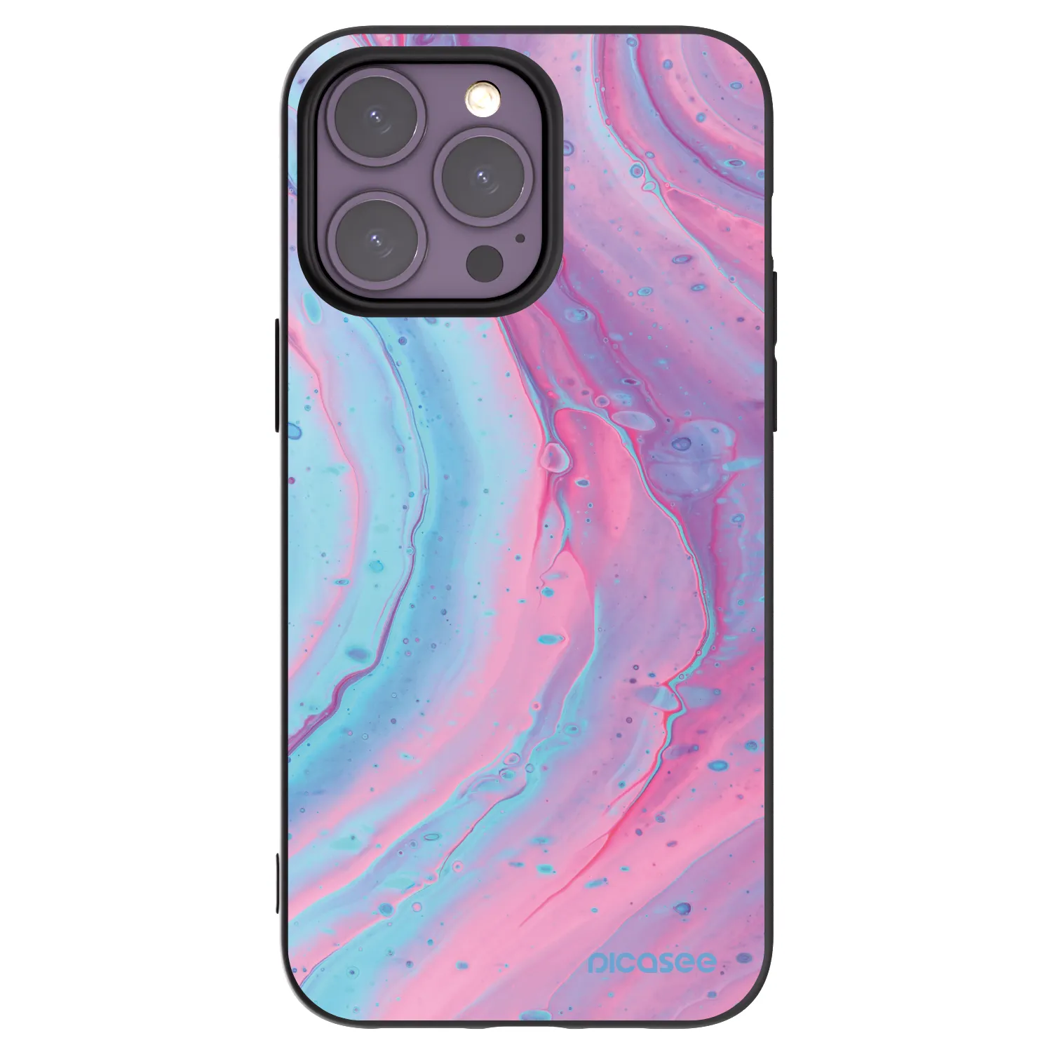 Picasee husă neagră din silicon pentru Apple iPhone 14 Pro Max - Pink liquid