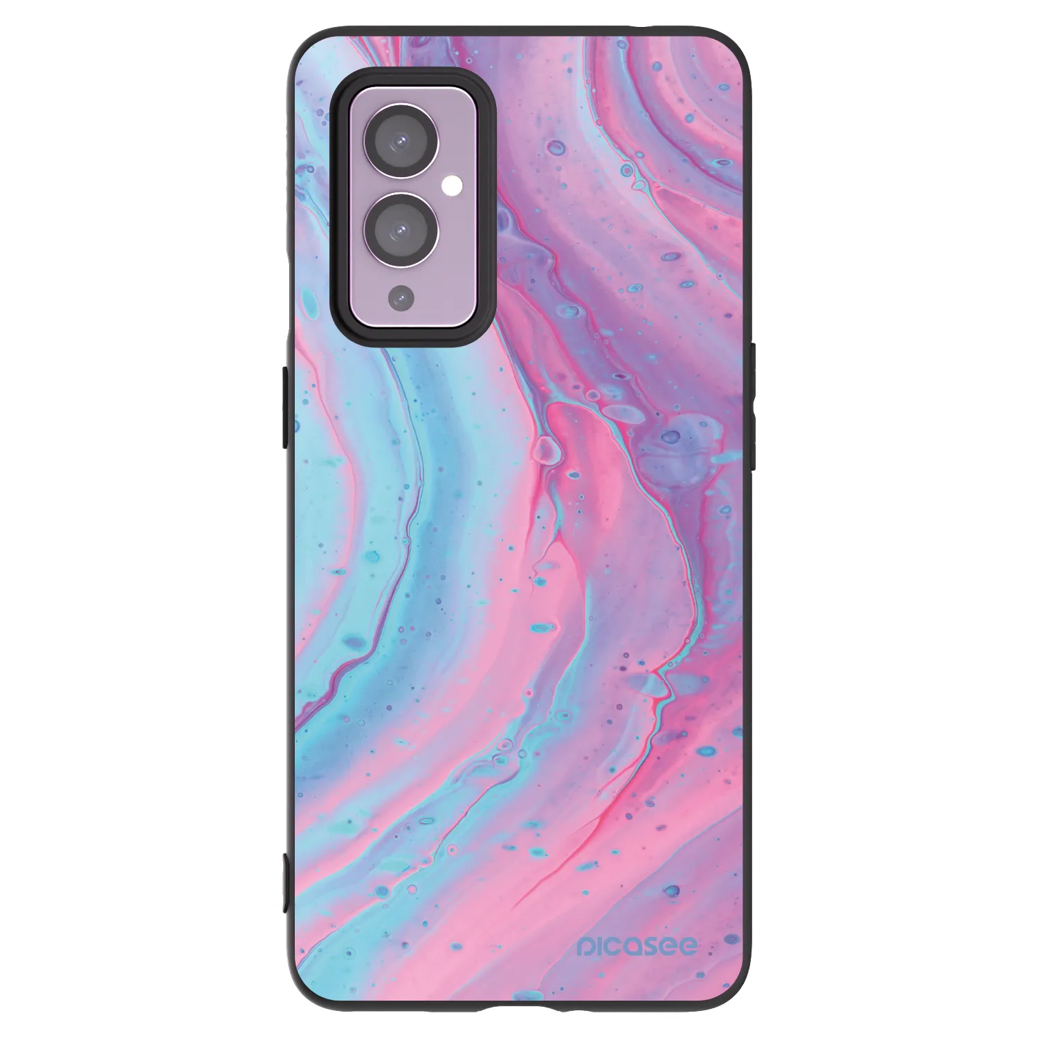 Picasee husă neagră din silicon pentru OnePlus 9 - Pink liquid