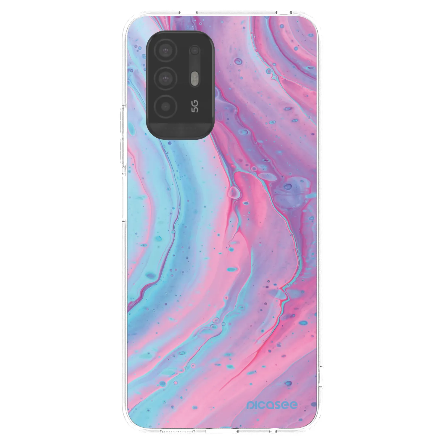 Picasee husă transparentă din silicon pentru OPPO A94 5G - Pink liquid