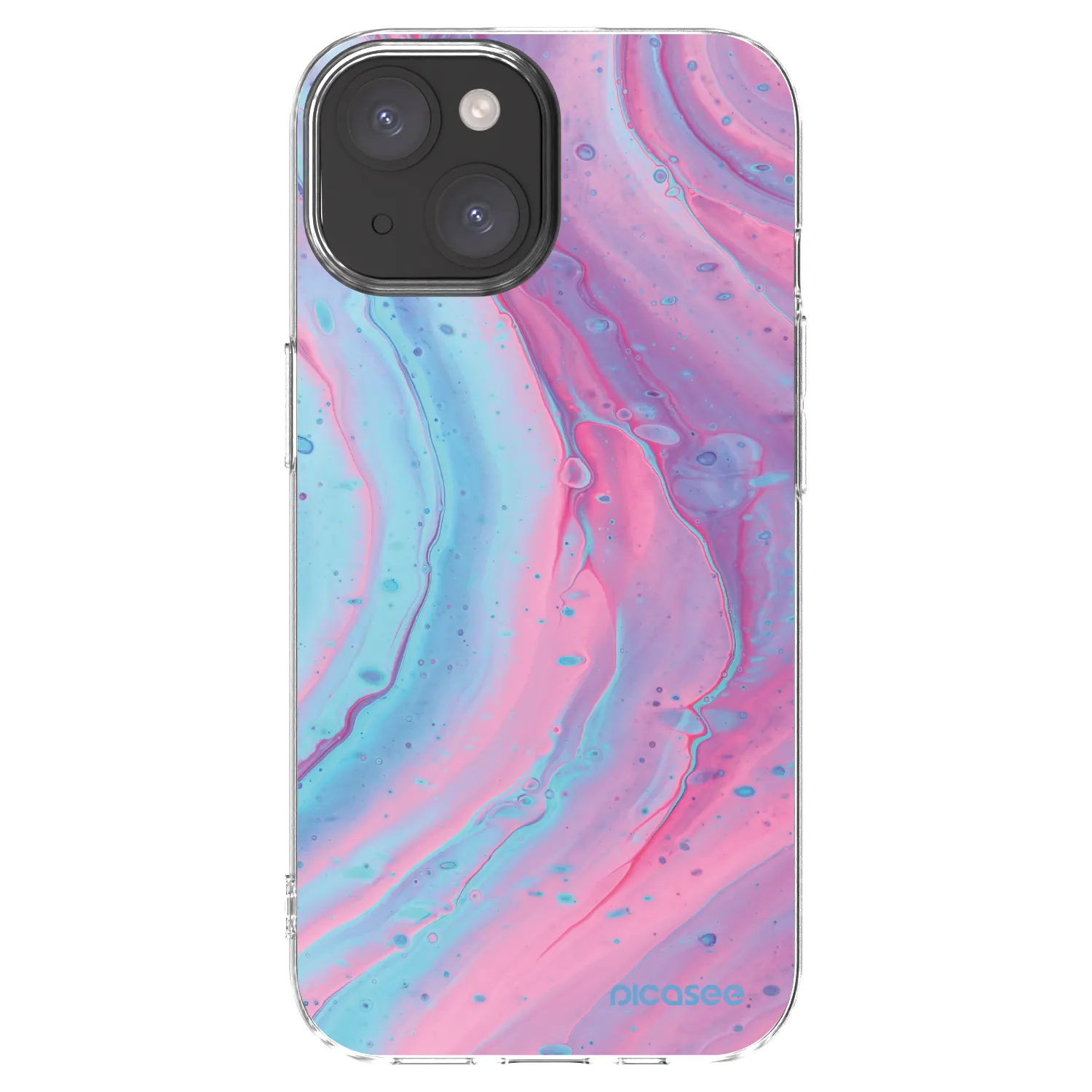 Picasee husă transparentă din silicon pentru Apple iPhone 15 - Pink liquid