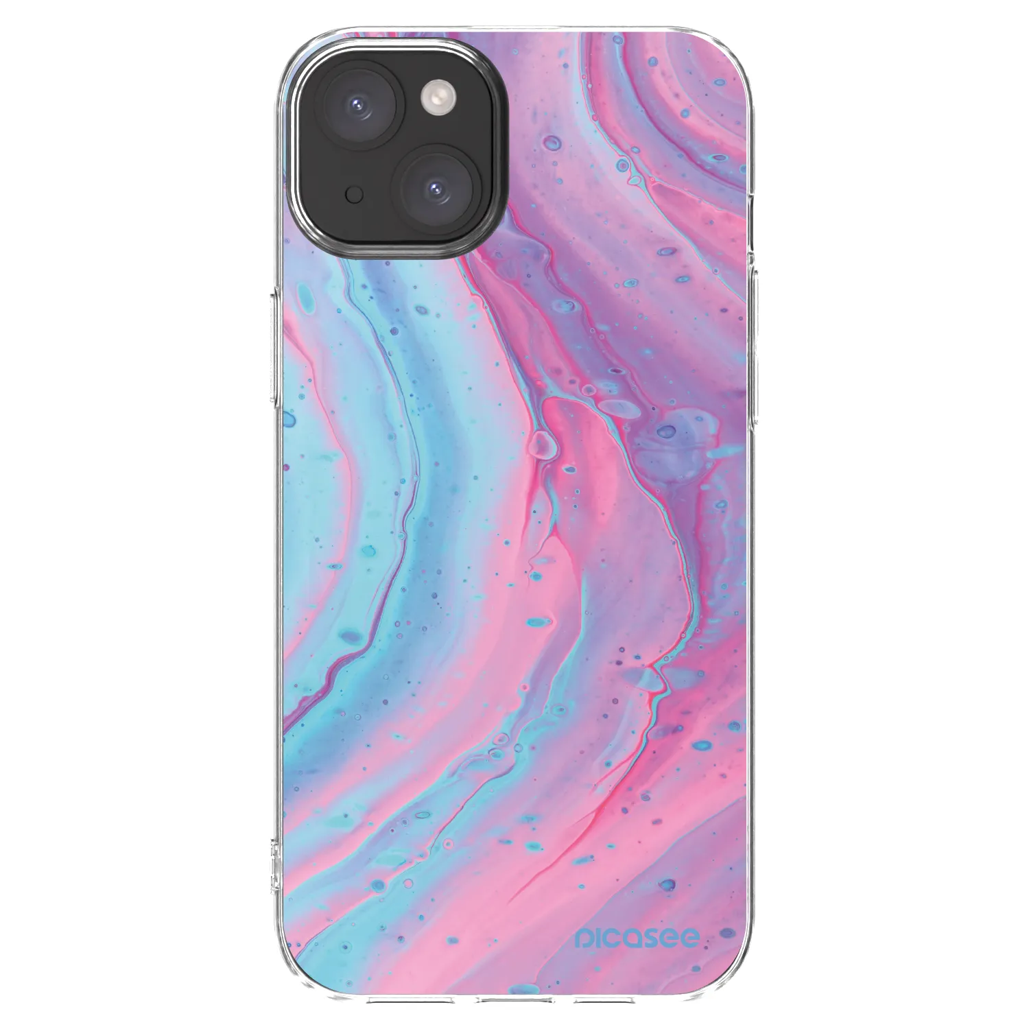 Picasee husă transparentă din silicon pentru Apple iPhone 15 Plus - Pink liquid