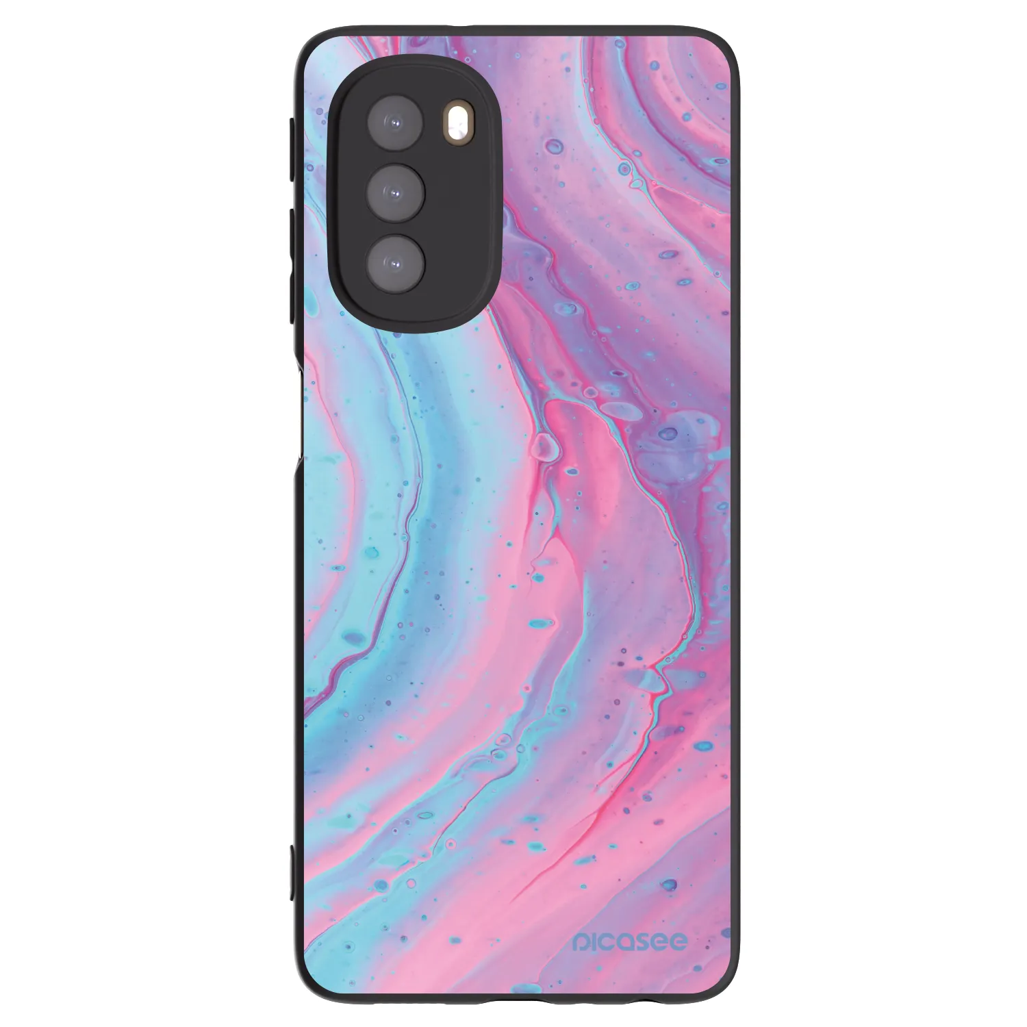 Picasee husă neagră din silicon pentru Motorola Moto G51 - Pink liquid