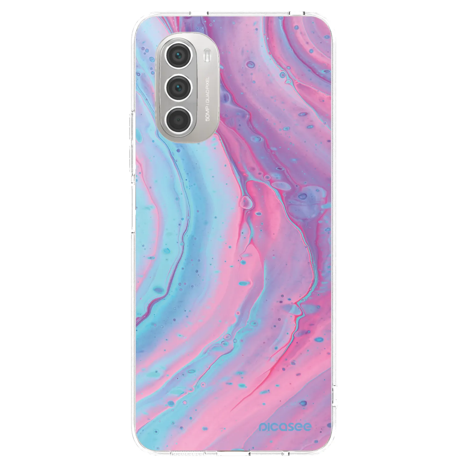 Picasee husă transparentă din silicon pentru Motorola Moto G51 - Pink liquid