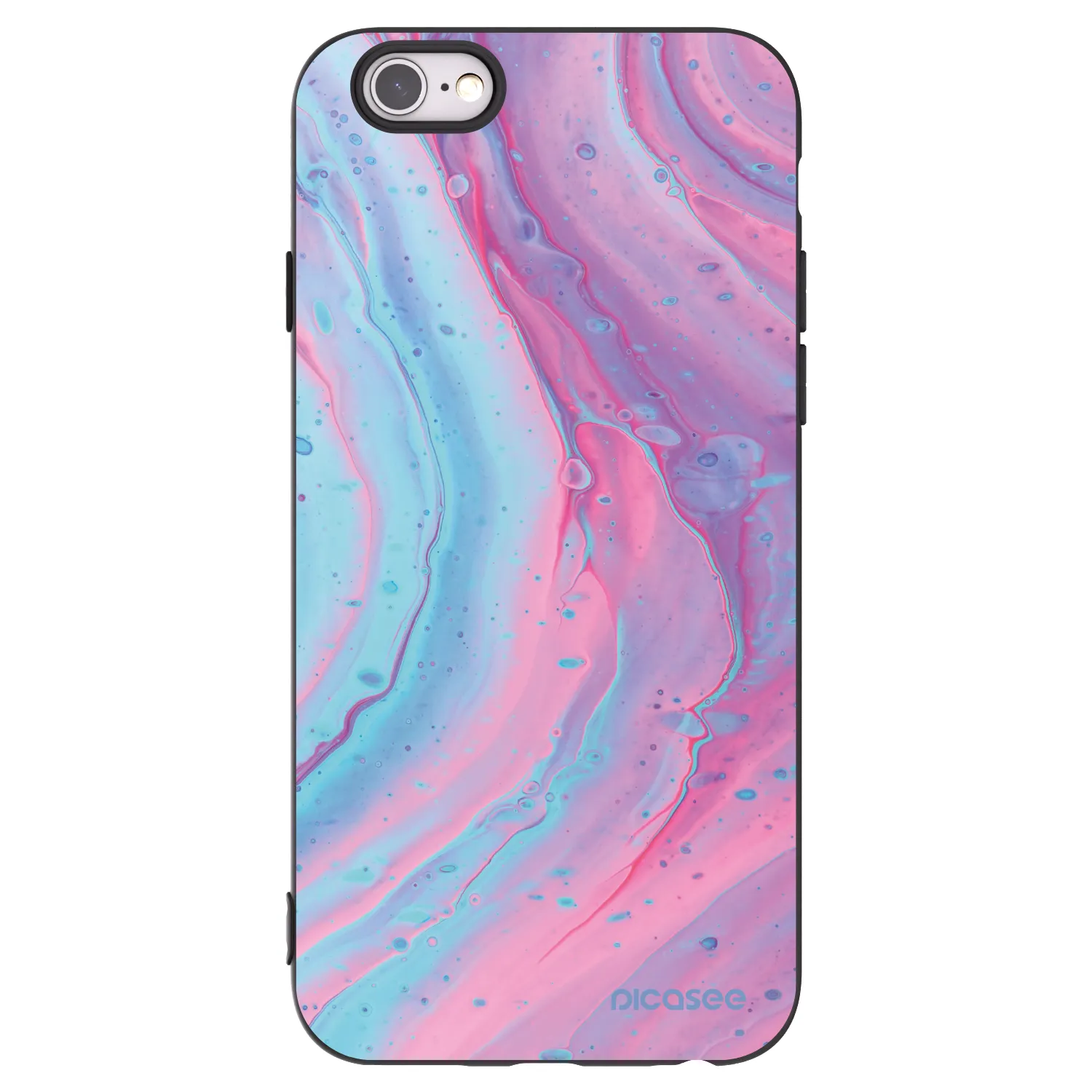 Picasee husă neagră din silicon pentru Apple iPhone 6/6S - Pink liquid