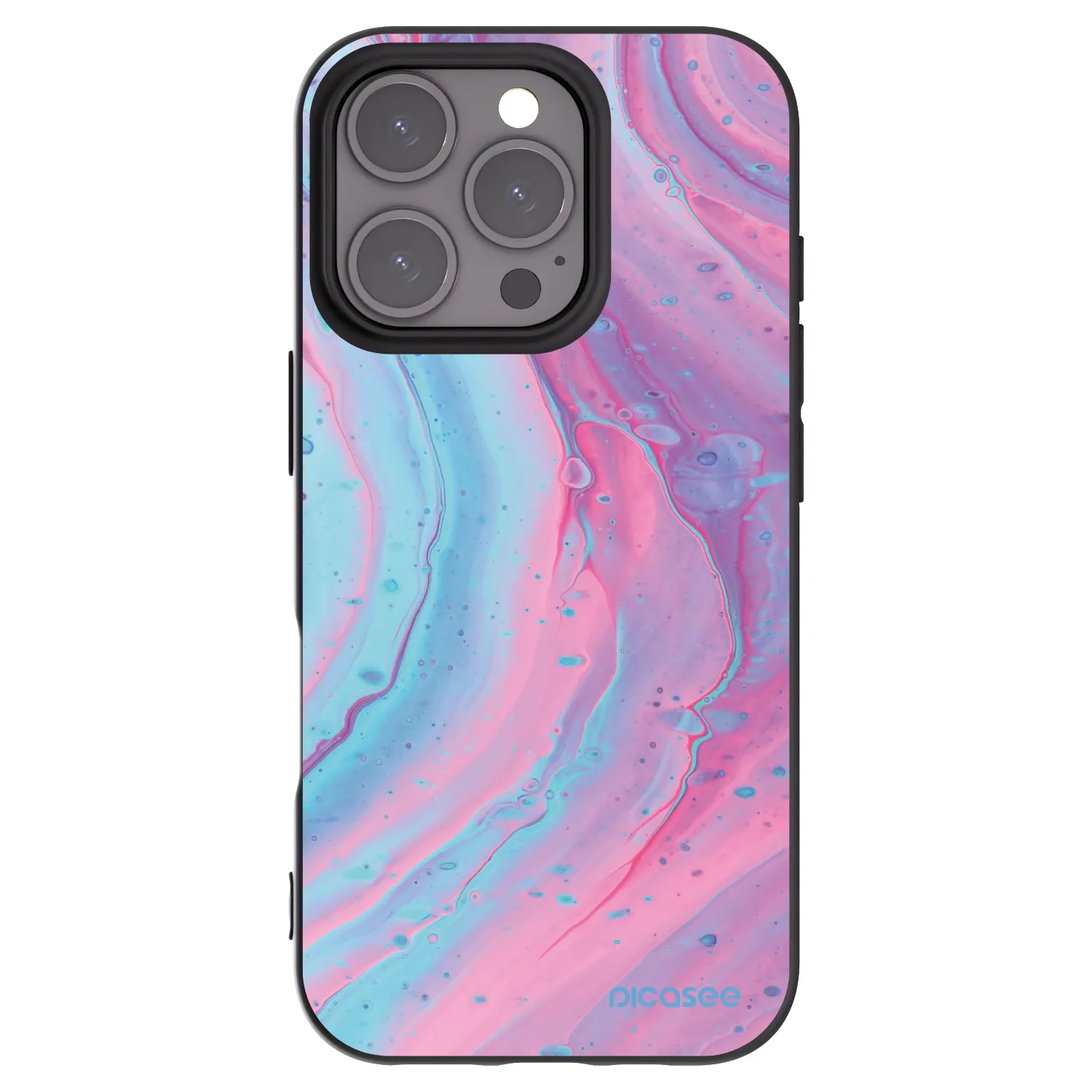 Picasee husă neagră din silicon pentru Apple iPhone 16 Pro - Pink liquid
