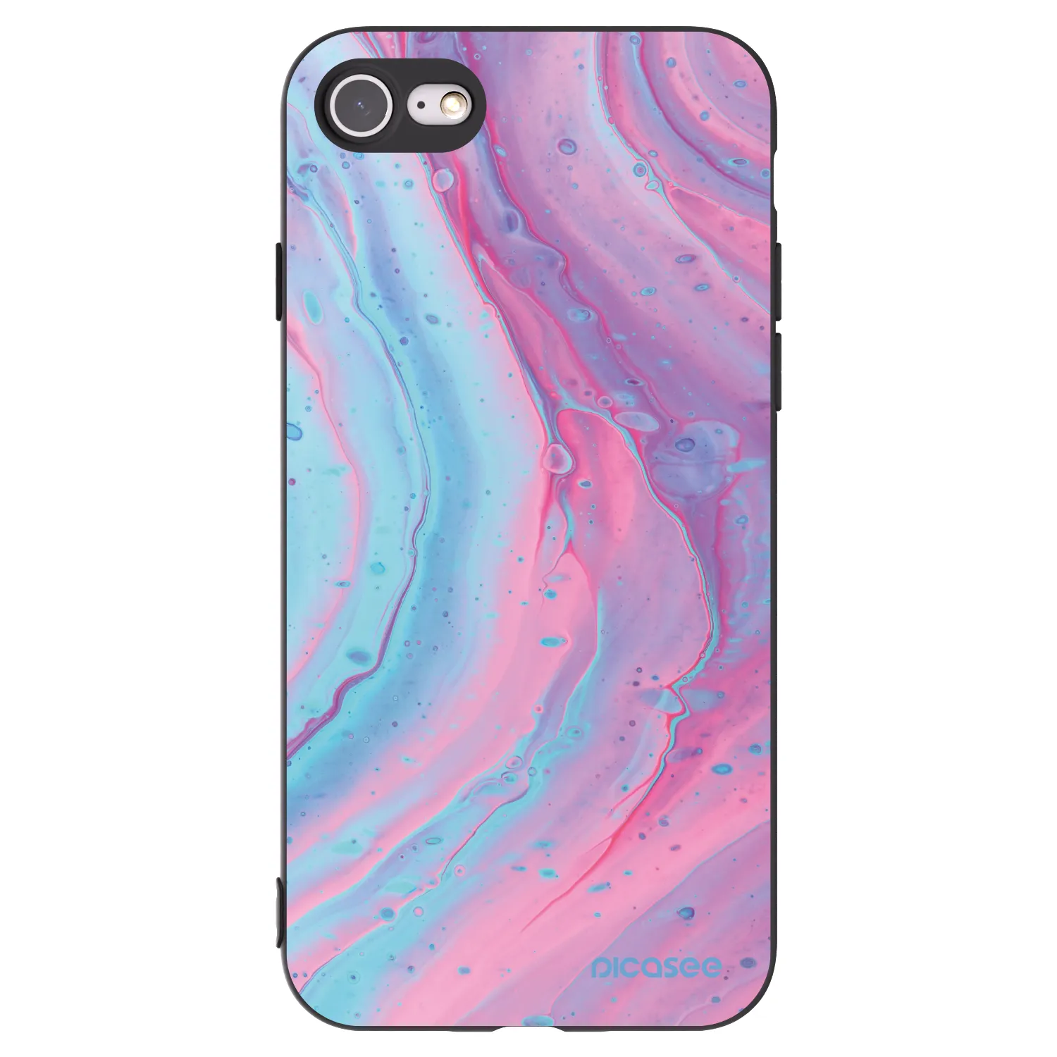 Picasee husă neagră din silicon pentru Apple iPhone 8 - Pink liquid