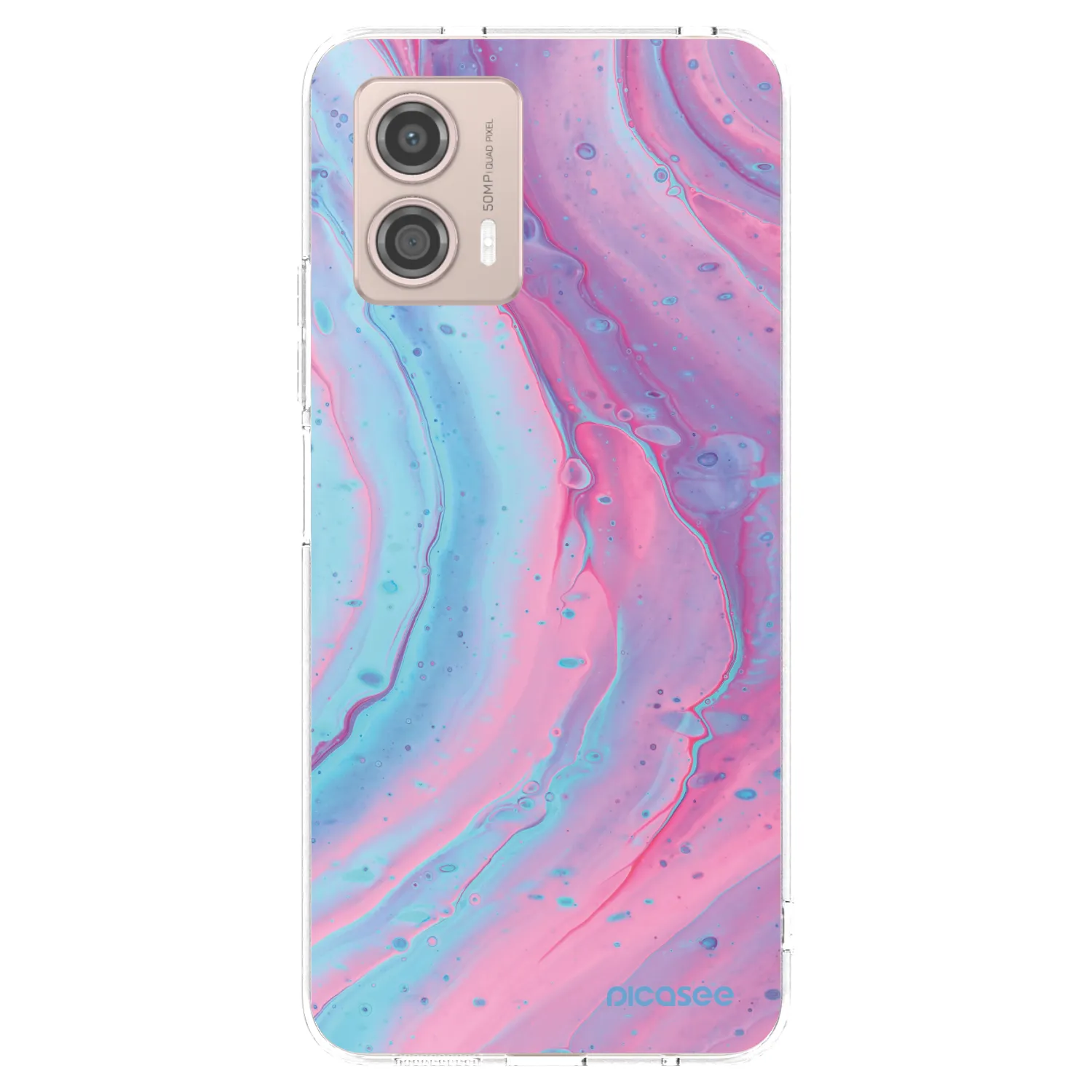 Picasee husă transparentă din silicon pentru Motorola Moto G53 5G - Pink liquid